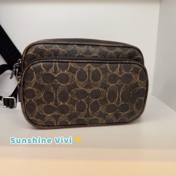 NWT Coach Finlay Crossbody Bag In Loved Signature Canvas Gunmetal/Brown cea89